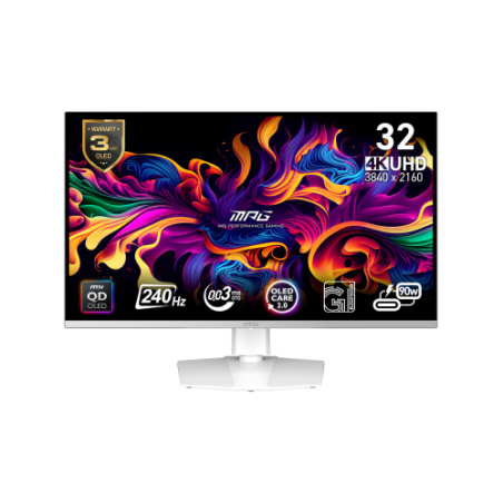 33716-MSI MPG 321URXW QD-OLED pantalla para PC 80 cm (31.5") 3840 x 2160 Pixeles 4K Ultra HD Blanco