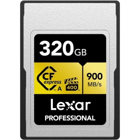 33727-LEXAR 320GB PROFESSIONAL CFEXPRESS TYPE A CARD GOLD SERIE, UP TO 900MB/S READ 800MB/S WRITE. VPG 400