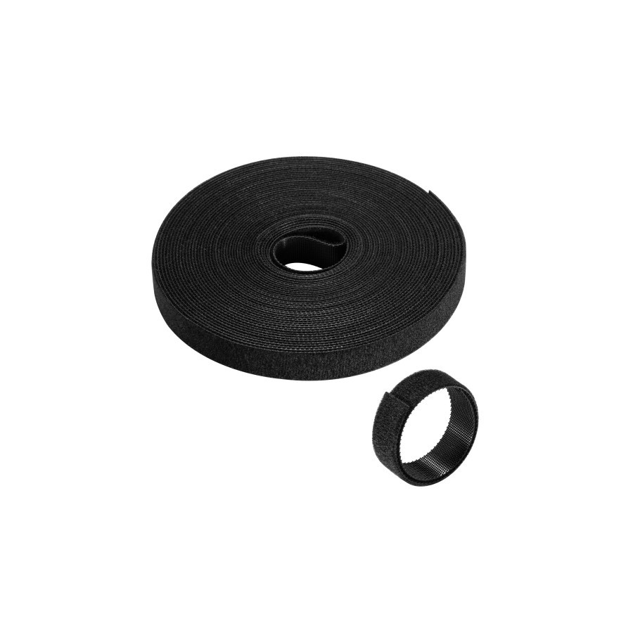 EWENT ROLLO DE BRIDA NYLON HOOP -LOOP REUTILIZABLE TIPO VELCRO 15MM X 10M, 97-15MM, NEGRO