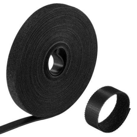 EWENT ROLLO DE BRIDA NYLON HOOP -LOOP REUTILIZABLE TIPO VELCRO 15MM X 10M, 97-15MM, NEGRO