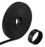 EWENT ROLLO DE BRIDA NYLON HOOP -LOOP REUTILIZABLE TIPO VELCRO 15MM X 10M, 97-15MM, NEGRO