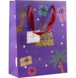 BOLSA PAPEL REYES MAGOS S (24X10X32 CM) FOIL CON TARJETA COLGANTE COLORES SURTIDOS BISMARK 333601