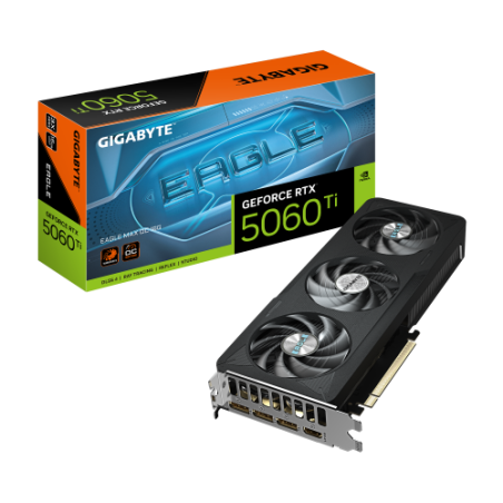 GIGABYTE GeForce RTX 5060 Ti EAGLE MAX OC 16G Tarjeta Grafica - 16GB GDDR7, 128bit, PCI-E 5.0, 2617MHz Frecuencia del nucleo, 3 