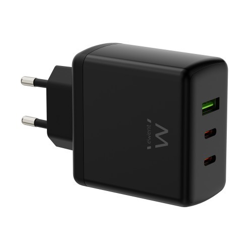 (ABM) EWENT CARGADOR GAN FAST DE 65W, 3 PUERTOS (2 USB-C PD Y 1USB-A QC) DISENO COMPACTO