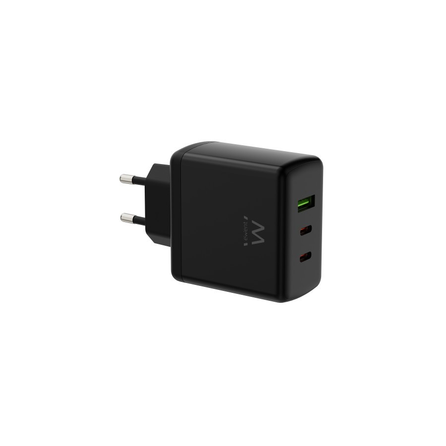 (ABM) EWENT CARGADOR GAN FAST DE 65W, 3 PUERTOS (2 USB-C PD Y 1USB-A QC) DISENO COMPACTO