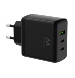 (ABM) EWENT CARGADOR GAN FAST DE 65W, 3 PUERTOS (2 USB-C PD Y 1USB-A QC) DISENO COMPACTO