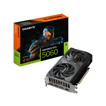 GIGABYTE GeForce RTX 5060 WINDFORCE MAX OC 8G Tarjeta Grafica - 8 GB GDDR7, 128 bits, PCI-E 5.0, 2512 MHz Frecuencia del nucleo,