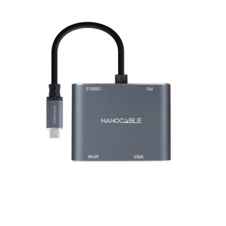 34298-NANOCABLE CONVERSOR USB-C MACHO A HDMI HEMBRA, VGA HEMBRA, USB3.0 Y USB-C PD