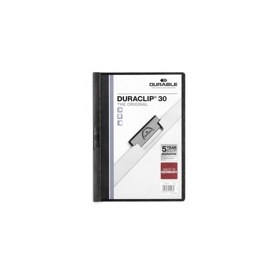 3431-DOSSIER CON CLIP 30 H A4 NEGRO DURABLE 2200-01