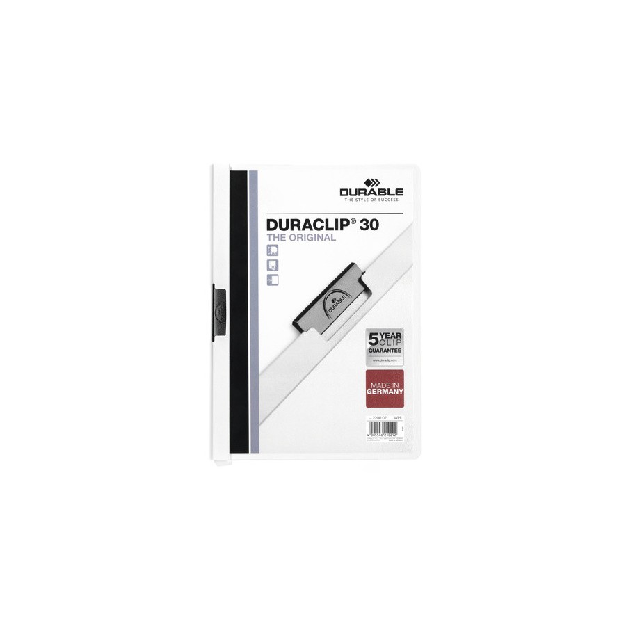 3432-DOSSIER CON CLIP 30 H A4 BLANCO DURABLE 2200-02
