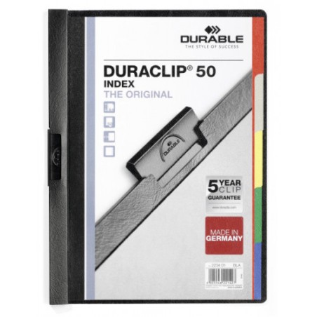 3443-DOSSIER CON CLIP ORIGINAL INDEX A4 CAPACIDAD 50H NEGRO DURABLE 2234-01