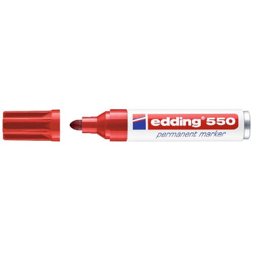 3508-MARCADOR PERMANENTE PUNTA REDONDA 3-4MM 550 ROJO EDDING 550-02
