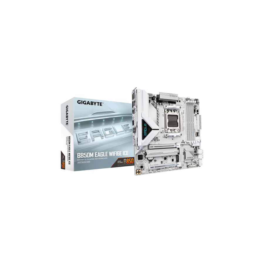 35169-PLACA GIGABYTE B850M EAGLE WIFI6E ICE (BLANCO),AMD,AM5,B850,4DDR5,256GB,1HDMI+1DP,4SATA3+3M.2,GBELAN+WIFI6E+BT5.3,