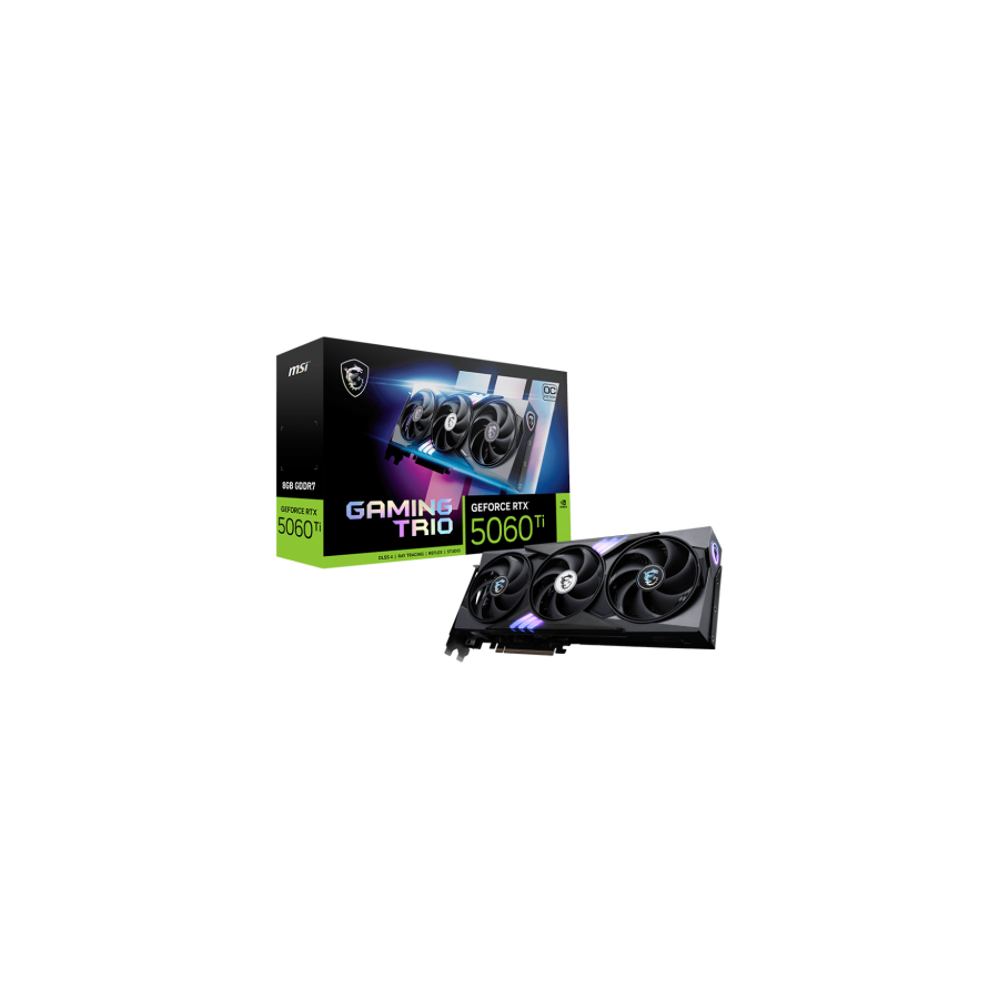 35264-VGA MSI RTX 5060 TI 8G GAMING TRIO OC,NV,RTX5060TI,8GB,GDDR7,128BIT,1HDMI+3DP,TWIN FROZR 4 (3 VENTILADORES)