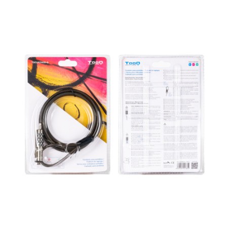 35598-TooQ Cable de Seguridad Tipo NANO con Combinacion para Portatiles 1.5 metros, Gris Oscuro