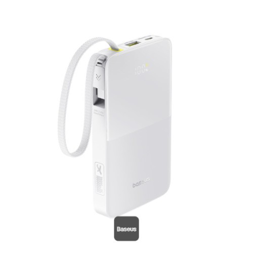 36016-OS-BASEUS ENERFILL FP11 POWER BANK 10000MAH 15W MOON WHITE (INCLUDES SIMPLE TYPE-C TO TYPE-C CABLE 20V/3A 30CM WHI