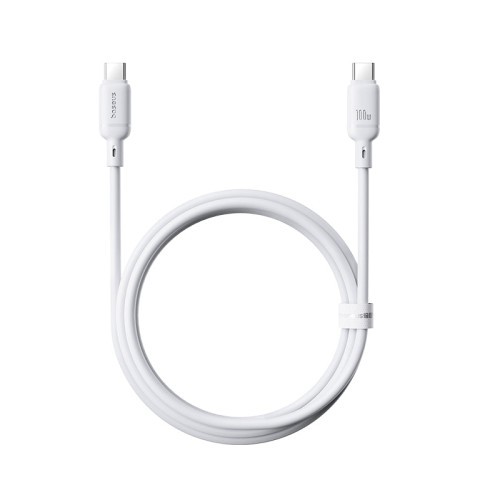 36030-OS-BASEUS SILKY SERIES FAST CHARGING CABLE TYPE-C TO TYPE-C 100W 1M MOON WHITE