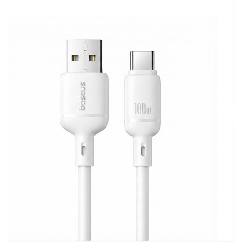 36041-OS-BASEUS SILKY FAST CHARGING DATA CABLE USB-A TO USB-C 3A 2M MOON WHITE