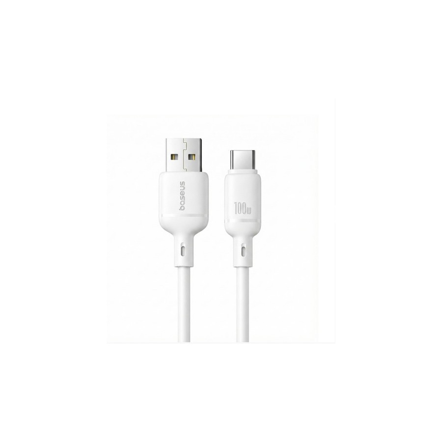 36041-OS-BASEUS SILKY FAST CHARGING DATA CABLE USB-A TO USB-C 3A 2M MOON WHITE