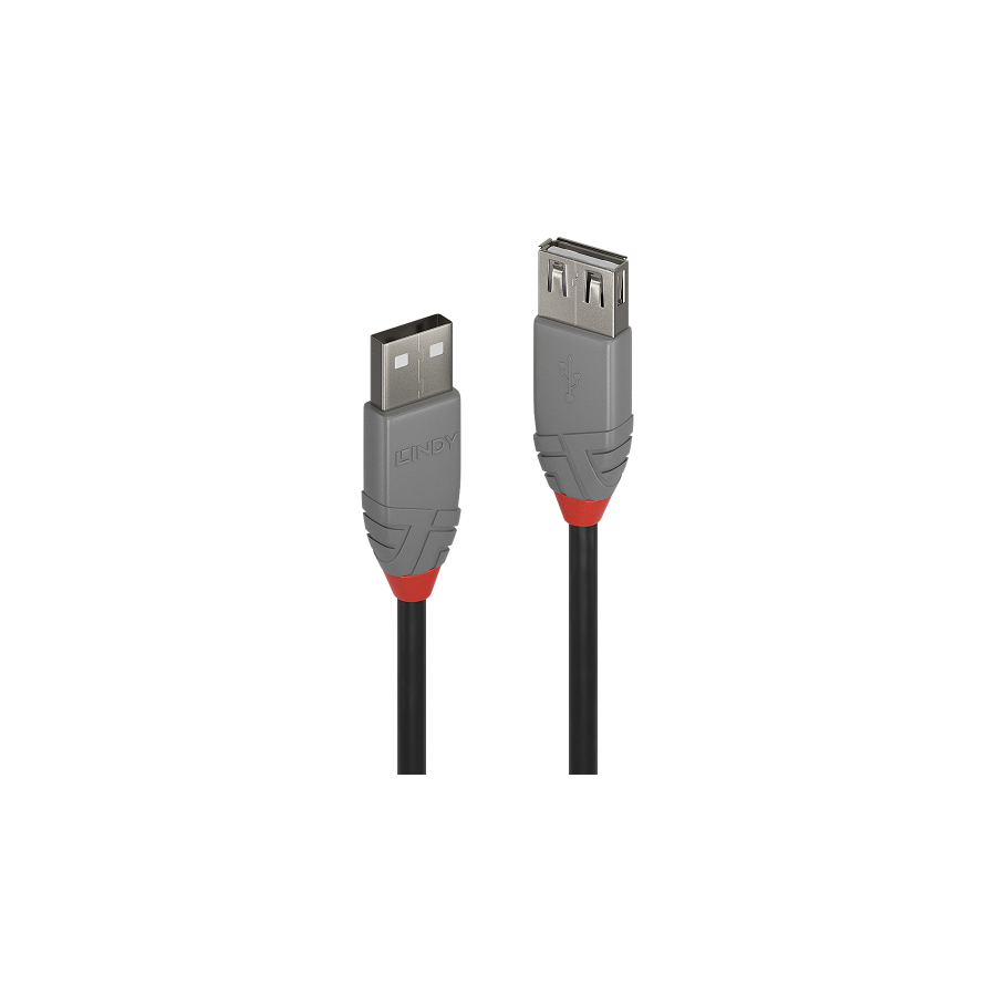 36537-Lindy 36701 cable USB USB 2.0 0,5 m USB A Negro, Gris