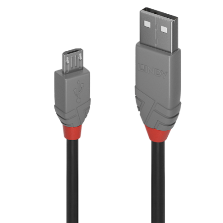 36571-Lindy 36730 cable USB USB 2.0 0,2 m USB A Micro-USB B Negro, Gris