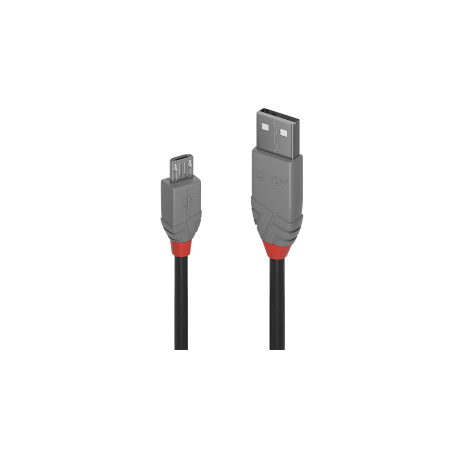 36575-Lindy 36732 cable USB USB 2.0 1 m USB A Micro-USB B Negro, Gris