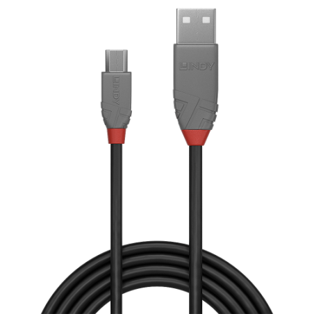 36582-Lindy 36735 cable USB USB 2.0 5 m USB A Micro-USB B Negro, Gris