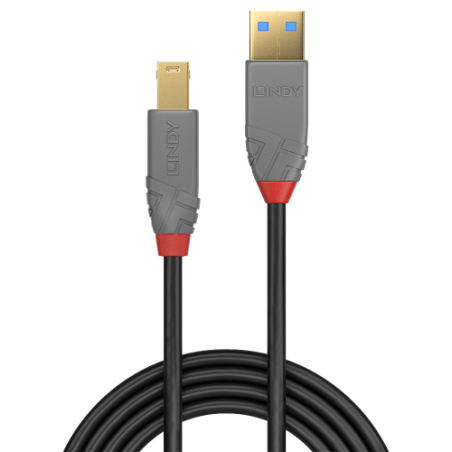 36588-Lindy 36742 cable USB USB 3.2 Gen 1 (3.1 Gen 1) 2 m USB A USB B Negro, Gris