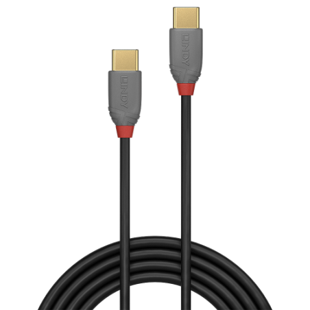 36632-Lindy 36871 cable USB USB 2.0 1 m USB C Negro, Gris