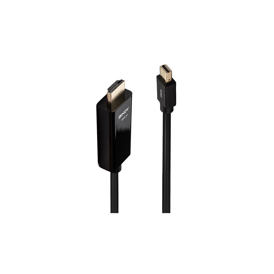 36699-Lindy 36928 adaptador de cable de video 3 m Mini DisplayPort HDMI tipo A (Estandar) Negro