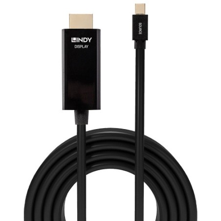 36700-Lindy 36928 adaptador de cable de video 3 m Mini DisplayPort HDMI tipo A (Estandar) Negro
