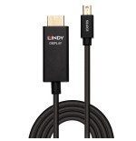 36891-Lindy 40921 adaptador de cable de video 1 m Mini DisplayPort HDMI Negro