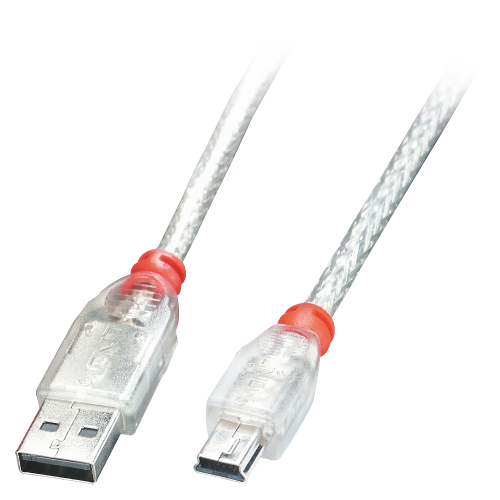 36976-Lindy 41783 cable USB USB 2.0 2 m USB A Mini-USB B Transparente