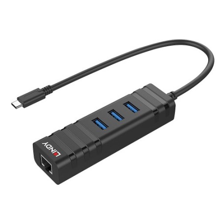 37012-Lindy 43249 hub de interfaz USB 3.2 Gen 1 (3.1 Gen 1) Type-C 5000 Mbit/s Negro