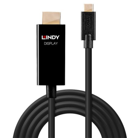 37016-Lindy 43291 adaptador de cable de video 1 m USB Tipo C HDMI tipo A (Estandar) Negro