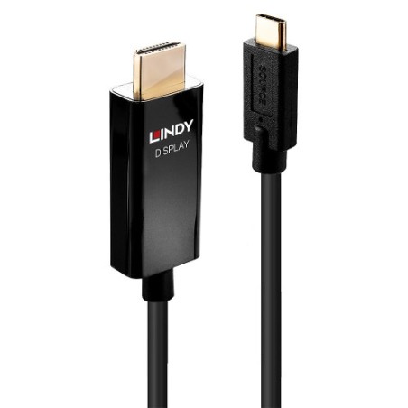 37017-Lindy 43292 adaptador de cable de video 2 m USB Tipo C HDMI tipo A (Estandar) Negro