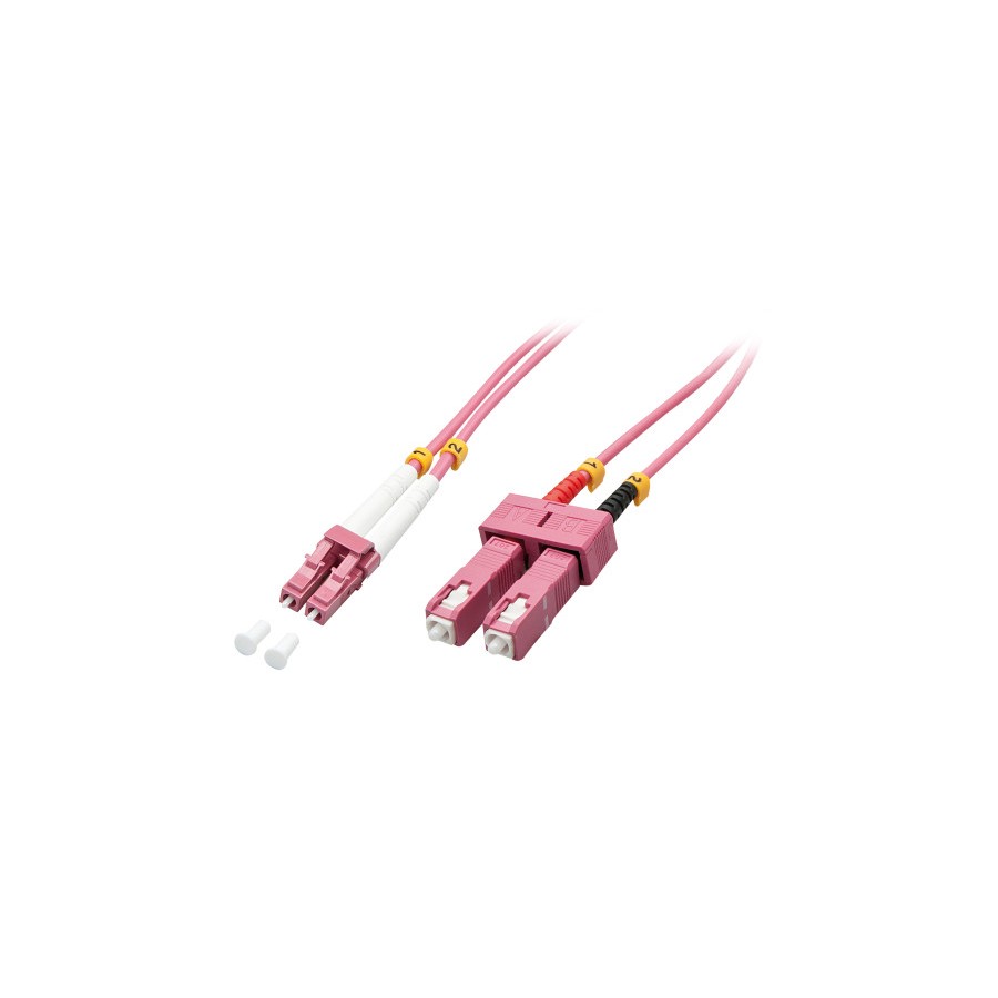 37153-Lindy 46365 Cable de fibra optica e InfiniBand 15 m LC SC Rosa