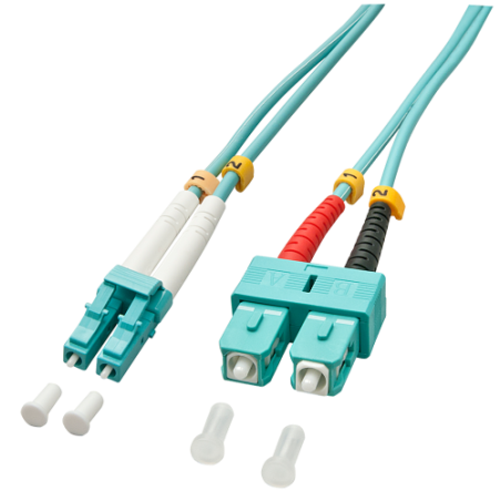 37176-Lindy 1.0m OM3 LC - SC Duplex Cable de fibra optica e InfiniBand 1 m Turquesa