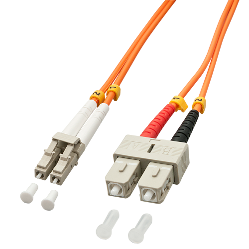 37206-Lindy 5.0m OM2 LC - SC Duplex Cable de fibra optica e InfiniBand 5 m Naranja