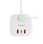 38410-Nanocable Base de 3 enchufes con 3 USB (2 USB-A + 1 USB-C), GaN + PPS, PD 20W, con interruptor, Blanco
