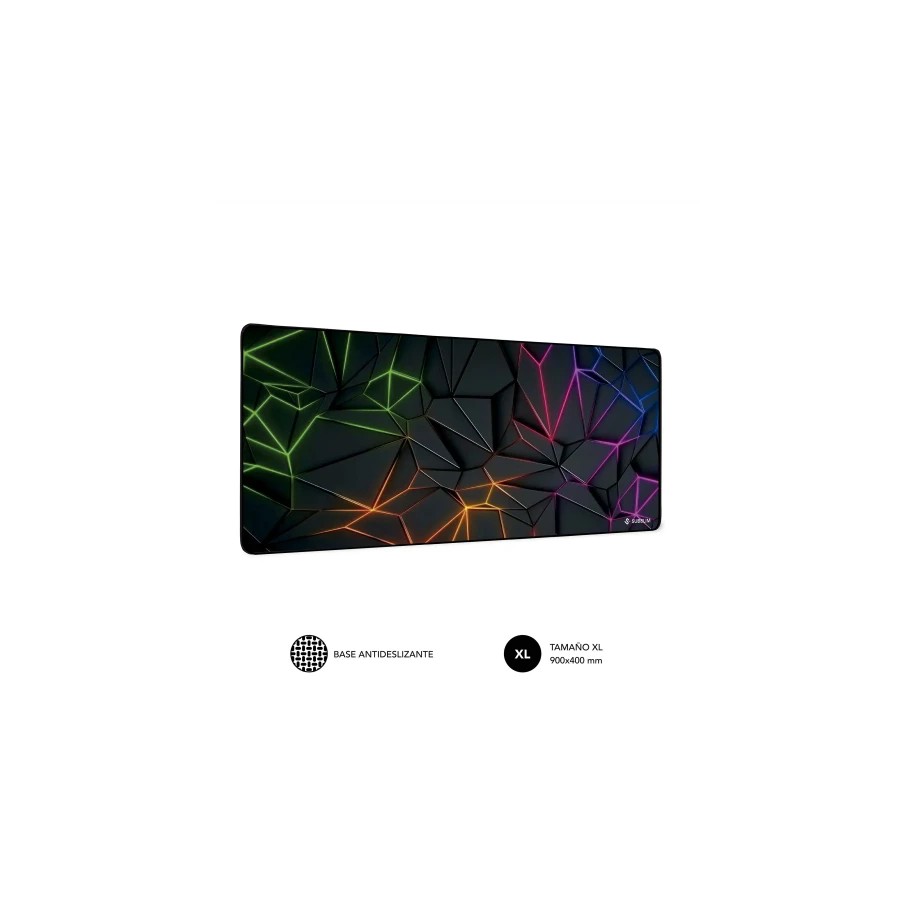 38457-SUBBLIM Neon Obsidian XL Alfombrilla de raton para juegos Negro, Multicolor