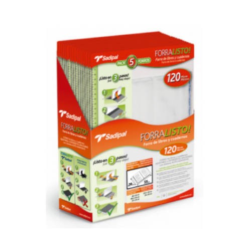 3866-BLISTER 5 FUNDAS DE FORRO CON 2 SOLAPAS AJUSTABLES 30 CM SADIPAL 02217