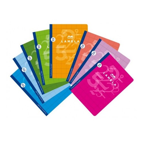 3877-LIBRETA CUBIERTA BASICA FORMATO A4 RAYADO 2,5 MM 50 HOJAS SURTIDOS LAMELA 06A4002