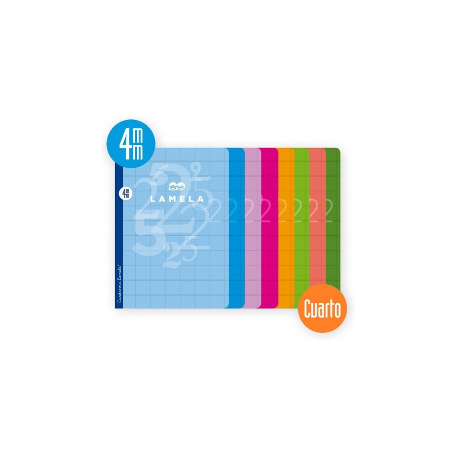 LIBRETA CUBIERTA BASICA FORMATO A4 RAYADO 4 MM 50 HOJAS SURTIDOS LAMELA 06A4004
