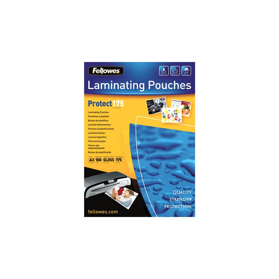 388-PACK 100 BOLSAS PLASTIFICACION 303X426 175 MICRAS A3 FELLOWES 5308803