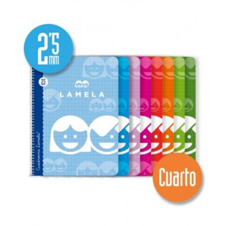 3880-CUADERNO BASICO FORMATO 4o 40 HOJAS RAYADO 2,5 MM SURTIDOS LAMELA 07002