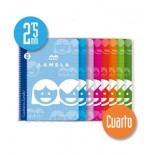3880-CUADERNO BASICO FORMATO 4o 40 HOJAS RAYADO 2,5 MM SURTIDOS LAMELA 07002