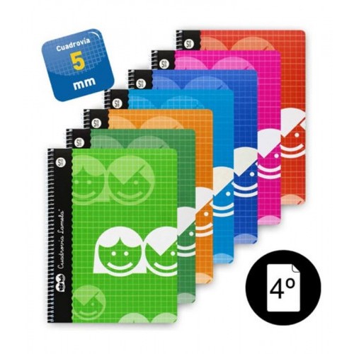 3883-CUADERNO BASICO FORMATO 4o 40 HOJAS RAYADO 5 MM SURTIDOS LAMELA 07005