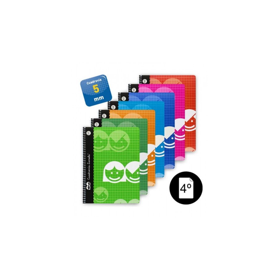 3883-CUADERNO BASICO FORMATO 4o 40 HOJAS RAYADO 5 MM SURTIDOS LAMELA 07005