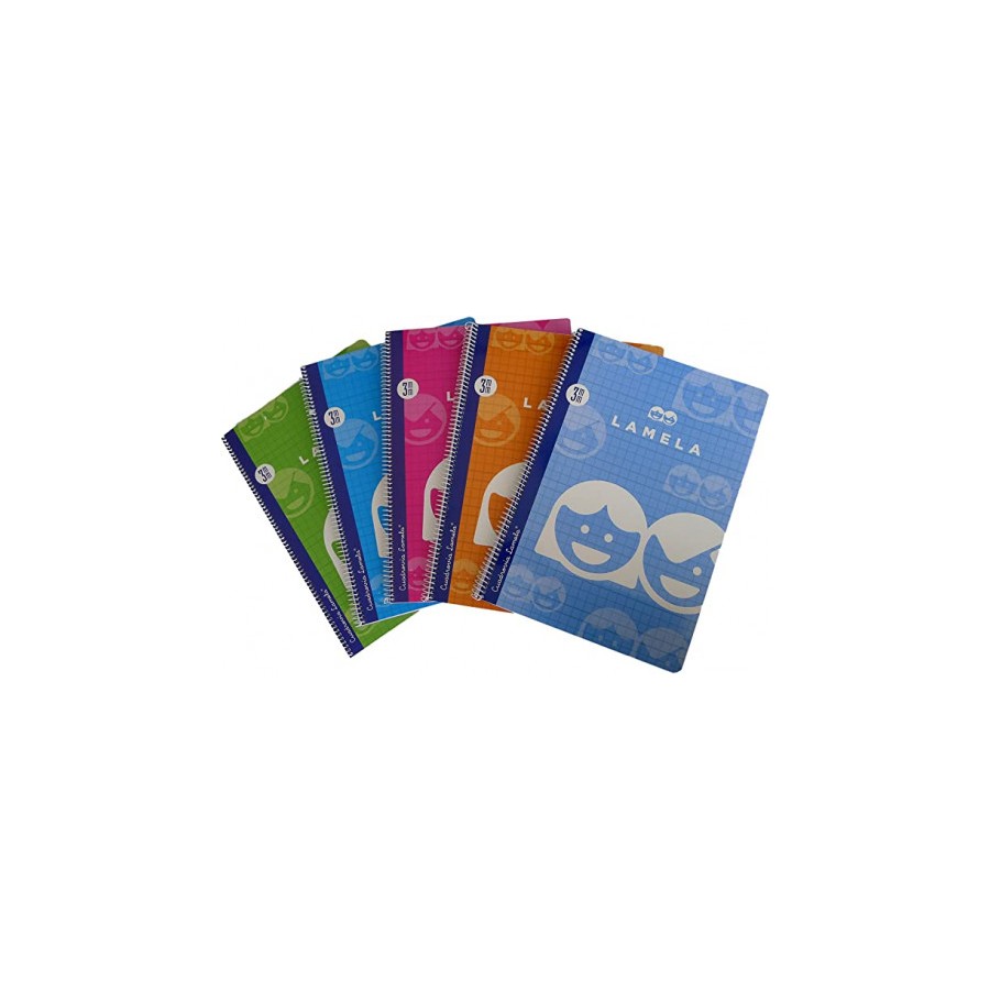 3884-CUADERNO BASICO FORMATO FOLIO 80 HOJAS RAYADO 3 MM SURTIDOS LAMELA 07F003